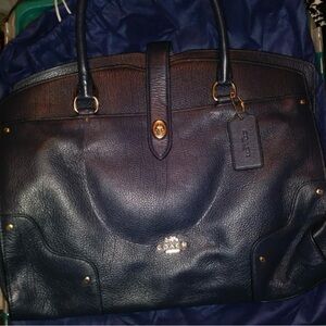 Coach dark blue Leather Tote Bag